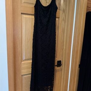 bebe Black Lace Slip Dress with Scoop Neck